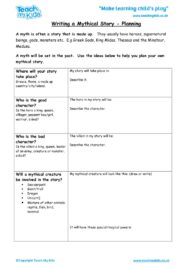 Worksheets for kids - writing-a-mythical-story-planning